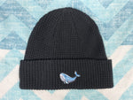 Load image into Gallery viewer, Black blue whale beanie, eco-friendly, organic cotton, eco aware shop

