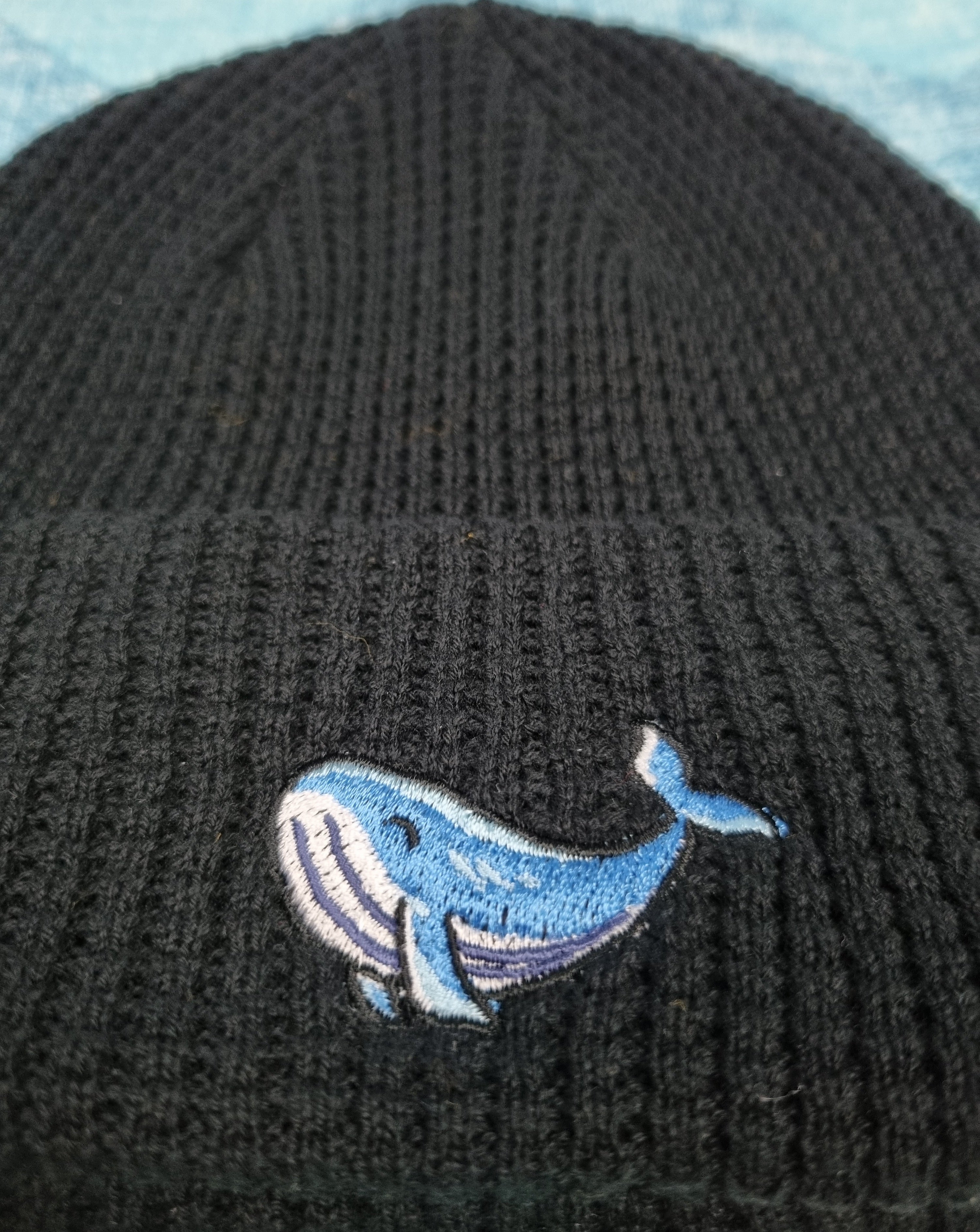 black blue whale beanie, eco-friendly, organic cotton, eco aware shop