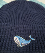 Load image into Gallery viewer, Navy blue whale beanie, eco-friendly, organic cotton, eco aware shop

